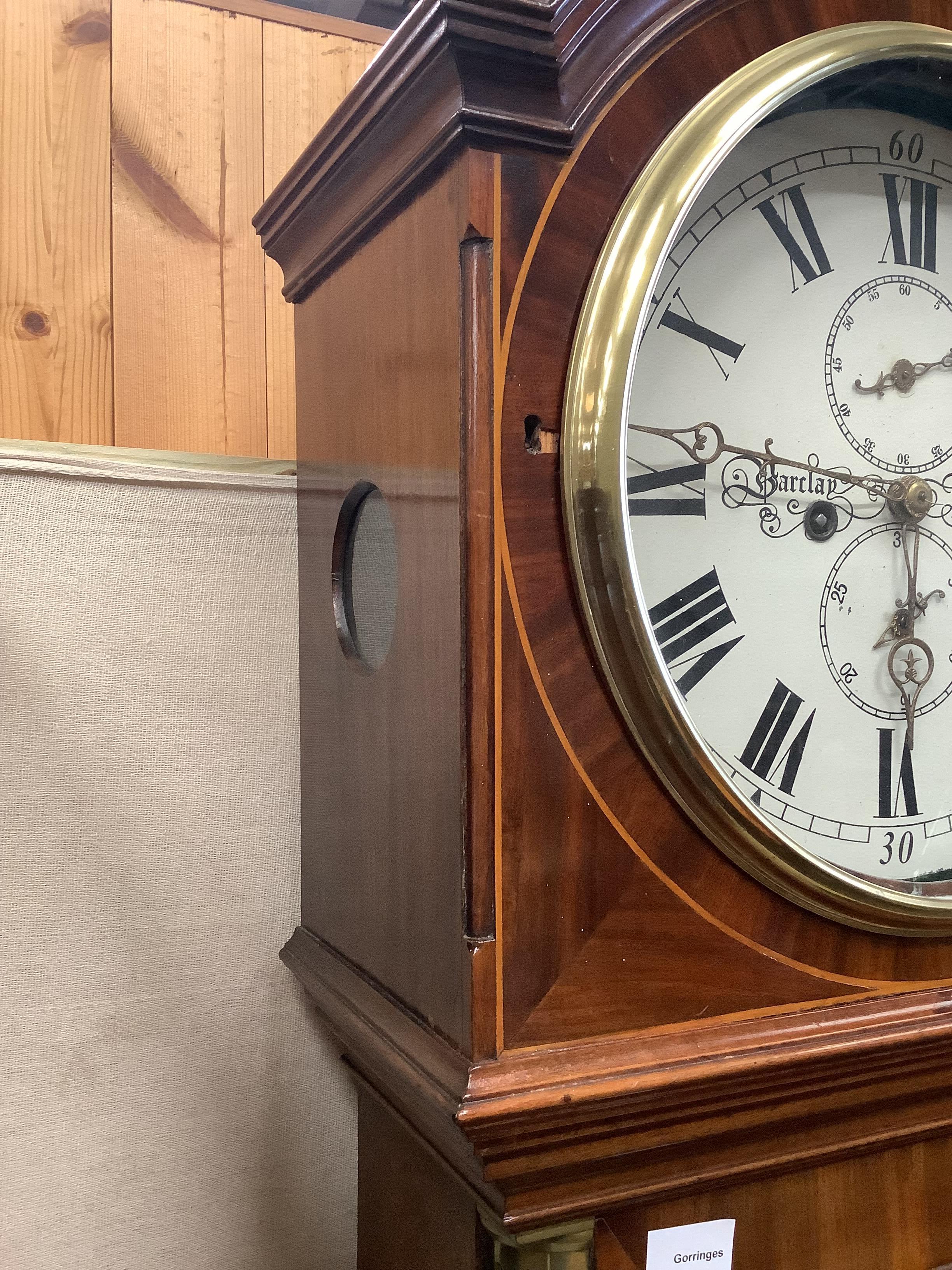 A Scottish mahogany eight day longcase clock marked Barclay Montrose, height 210cm
